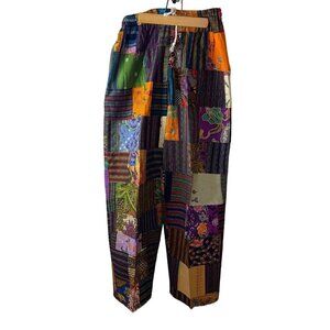Thai One On Vintage 1990s Womens Pants Size M Multicolor Drawstring Pure Cotton